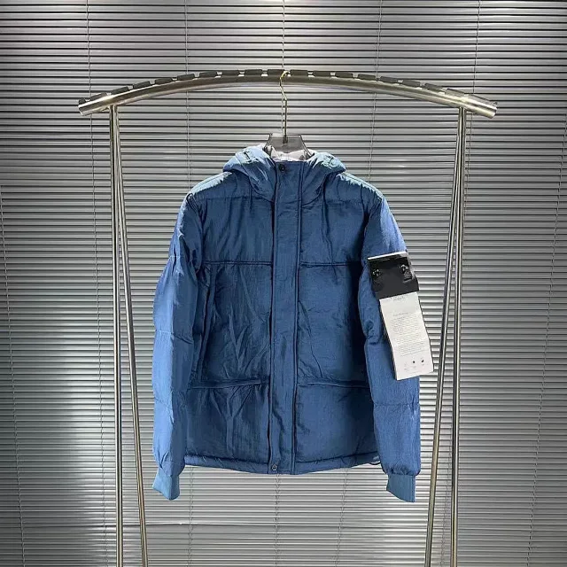 Puffer Jacket Hooded Gray Blue Navy Black Quilted Winter Coat