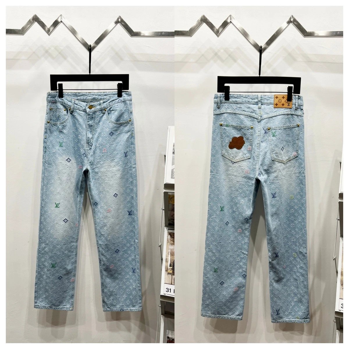 Louis Vuitton Pixel Denim Blue Patchwork Jeans