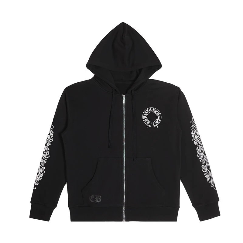 Chrome Hearts Black Embroidered Hooded Zip-Up Sweatshirt