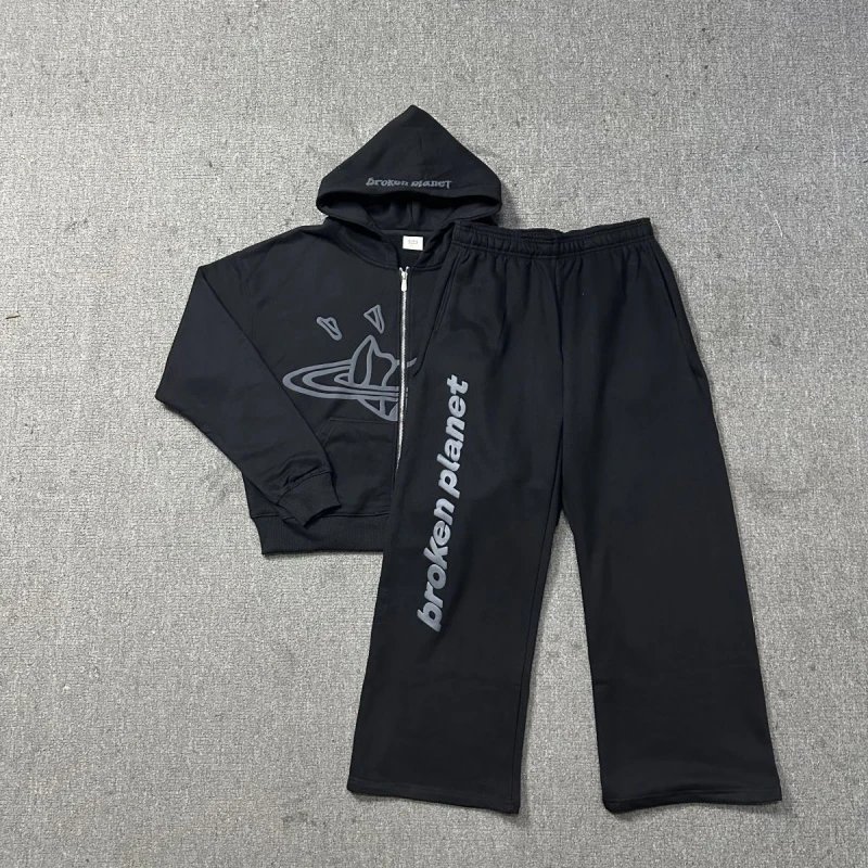 Broken Planet Zip-Up Hoodie Gray Camo Black Light Gray Streetwear