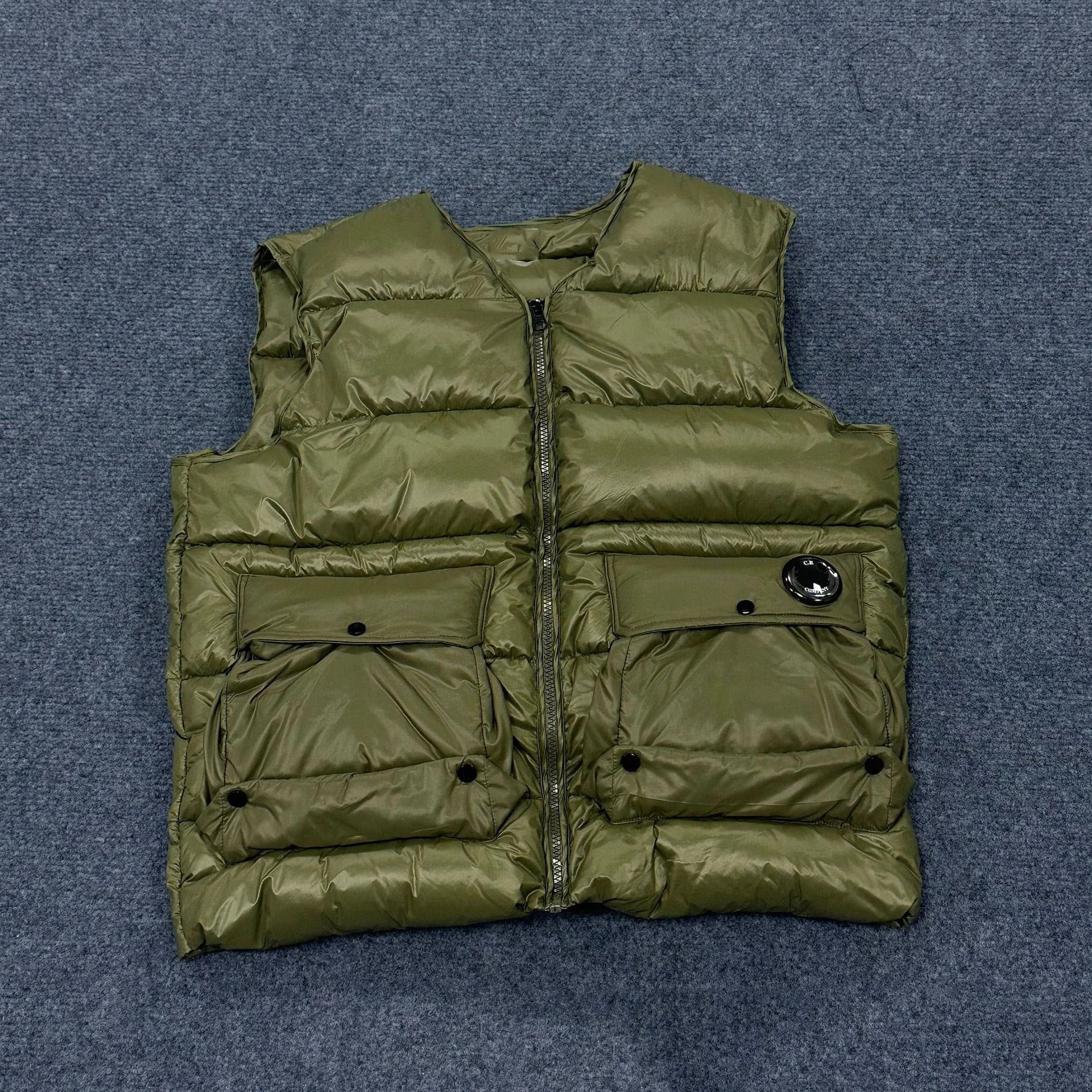 C.P. Company Goggle Puffer Vest Black Olive Gray Utility