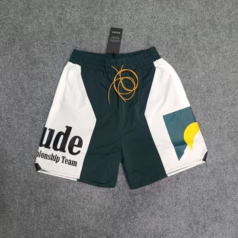 Custom Sport Shorts White Black Green Blue Yellow Graphic Panel Design