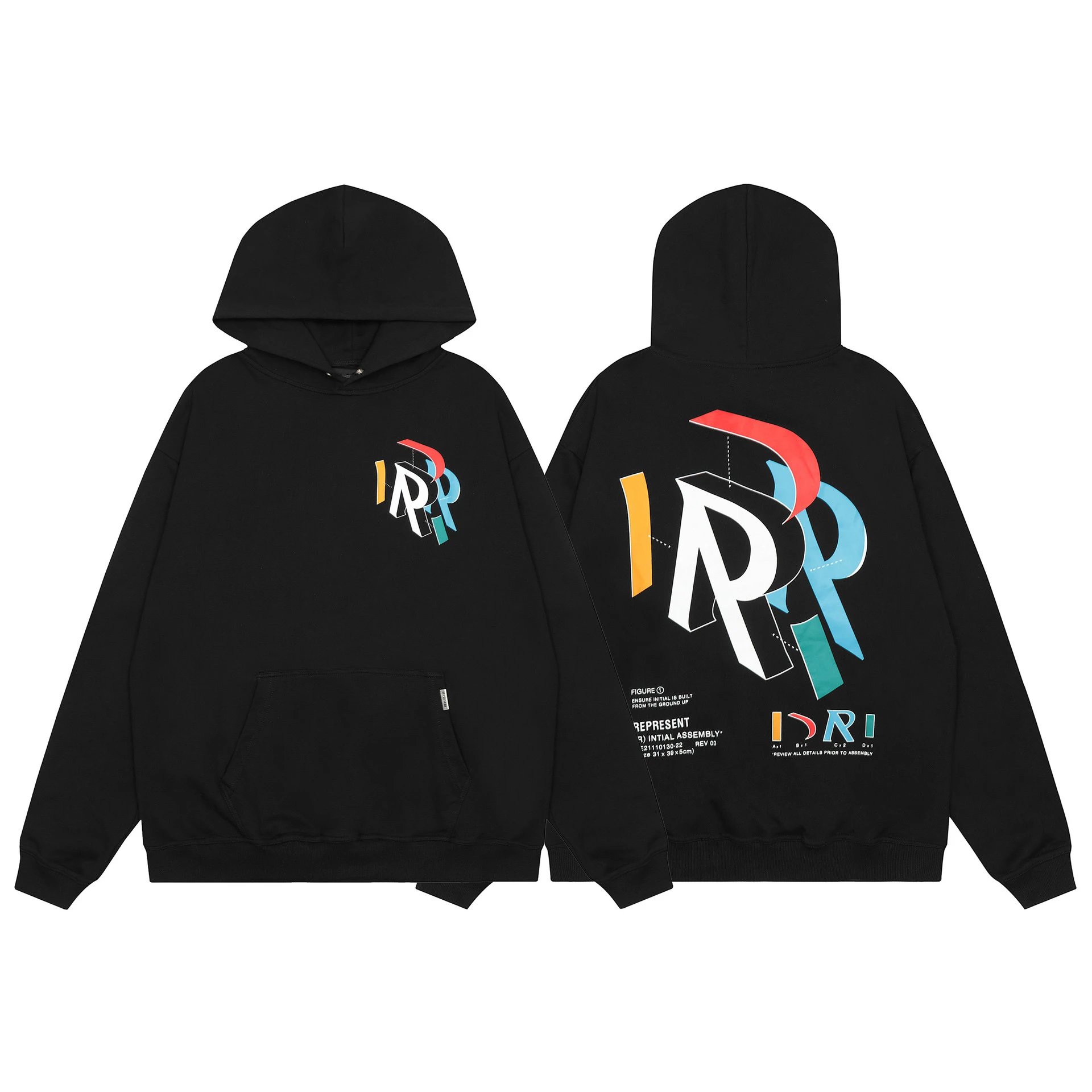 Black Hoodie With Lightning Script Graphic Streetwear