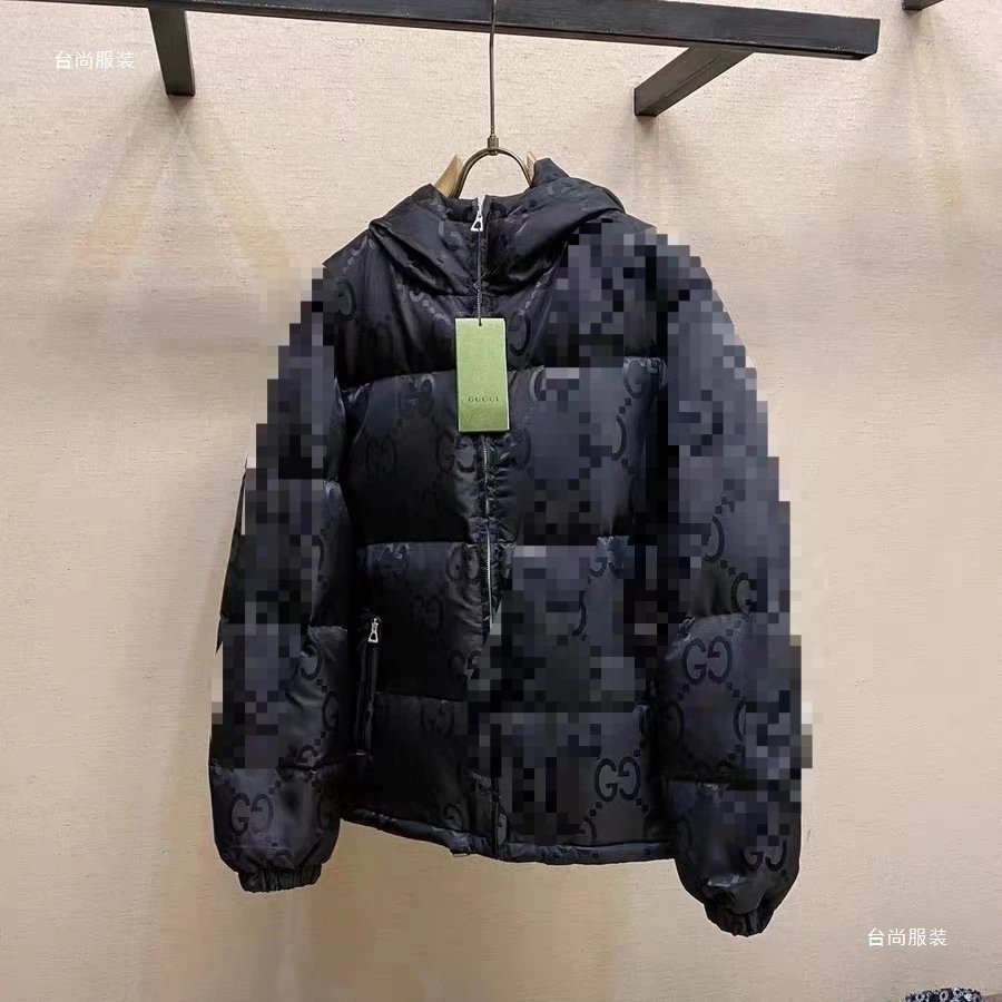 Gucci GG Monogram Black Hooded Puffer Jacket