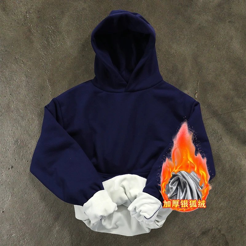Black Hooded Sweatshirt Black Thermal Lined Casual