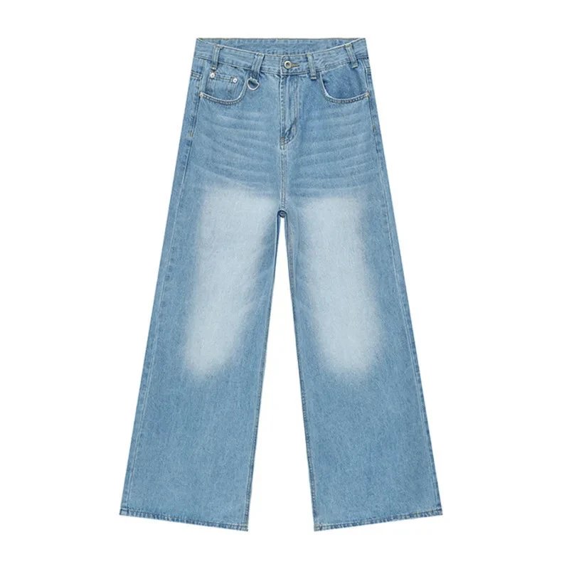 Black Wide Leg Denim Pants With Metal Ring Detail