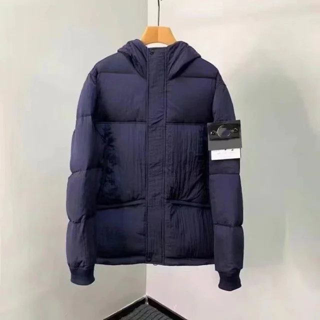 Puffer Jacket Hooded Gray Blue Navy Black Quilted Winter Coat