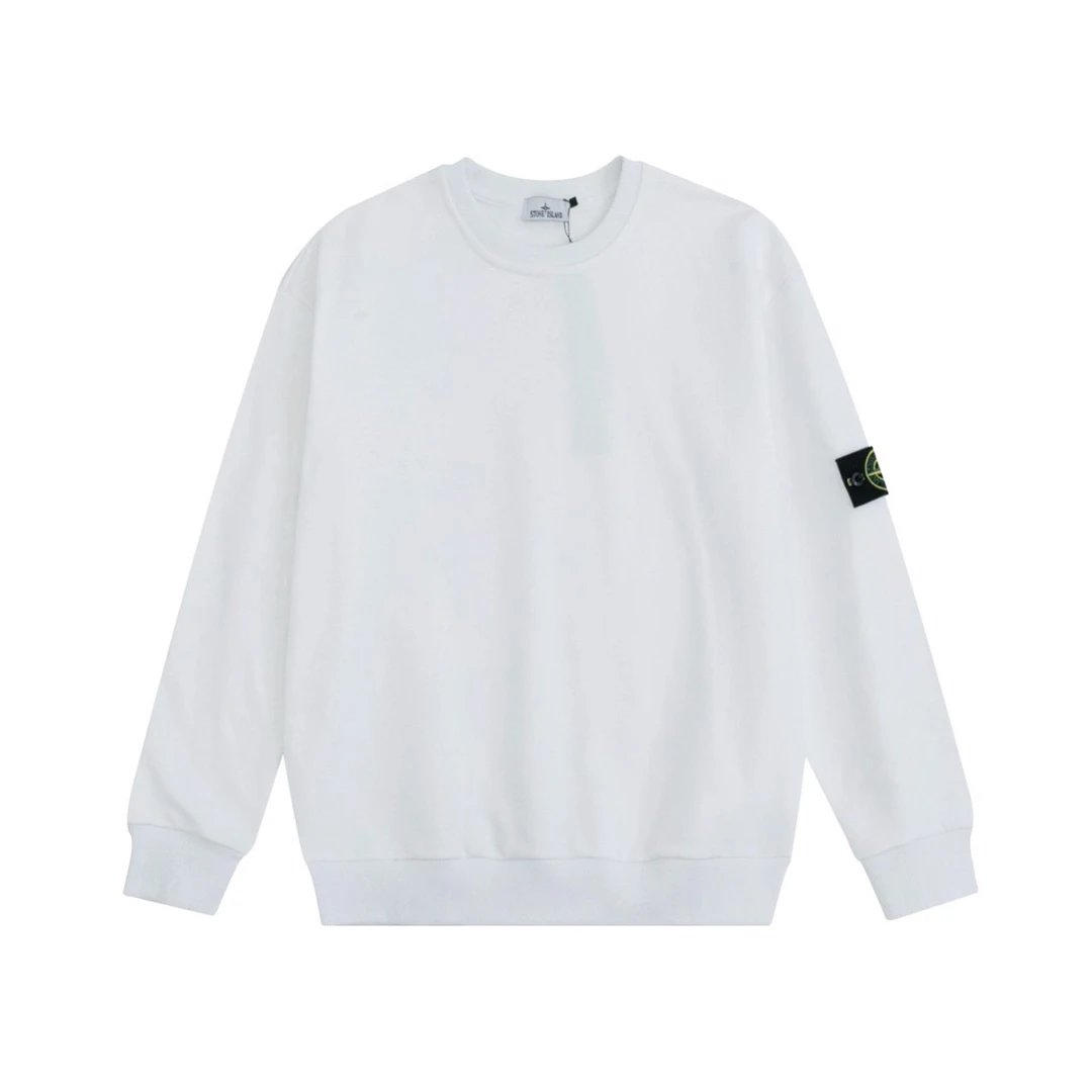 Oversized White Cotton Long Sleeve Crewneck Sweatshirt