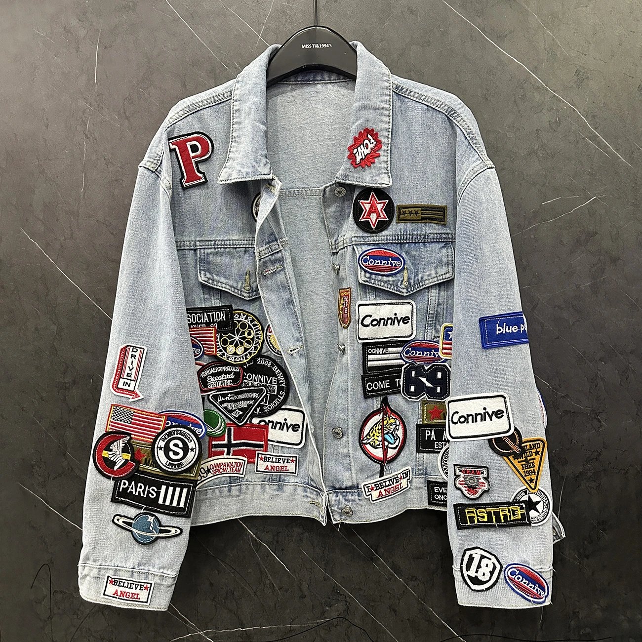 Patch Embroidered Denim Shirt Jacket