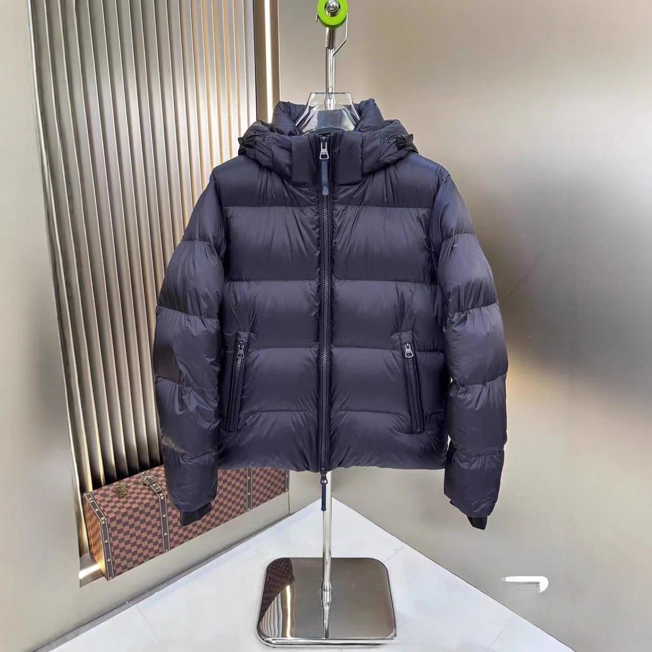 Puffer Jacket Olive Green Navy Black Hooded Short Puffer Coat