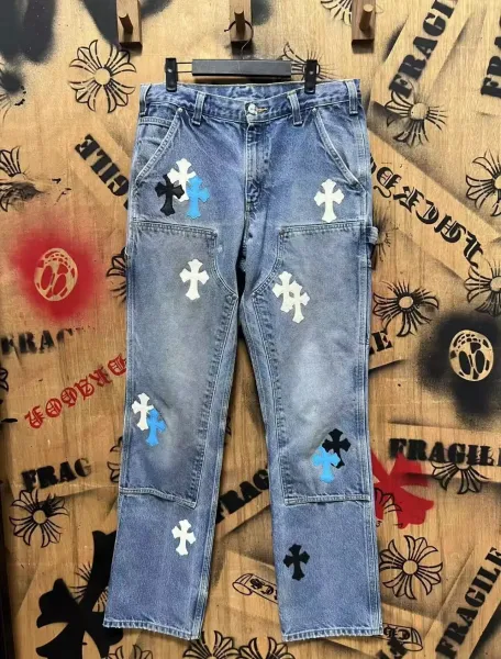 Chrome Hearts x Levi's Cross-Embellished Carpenter Jeans Blue - 1