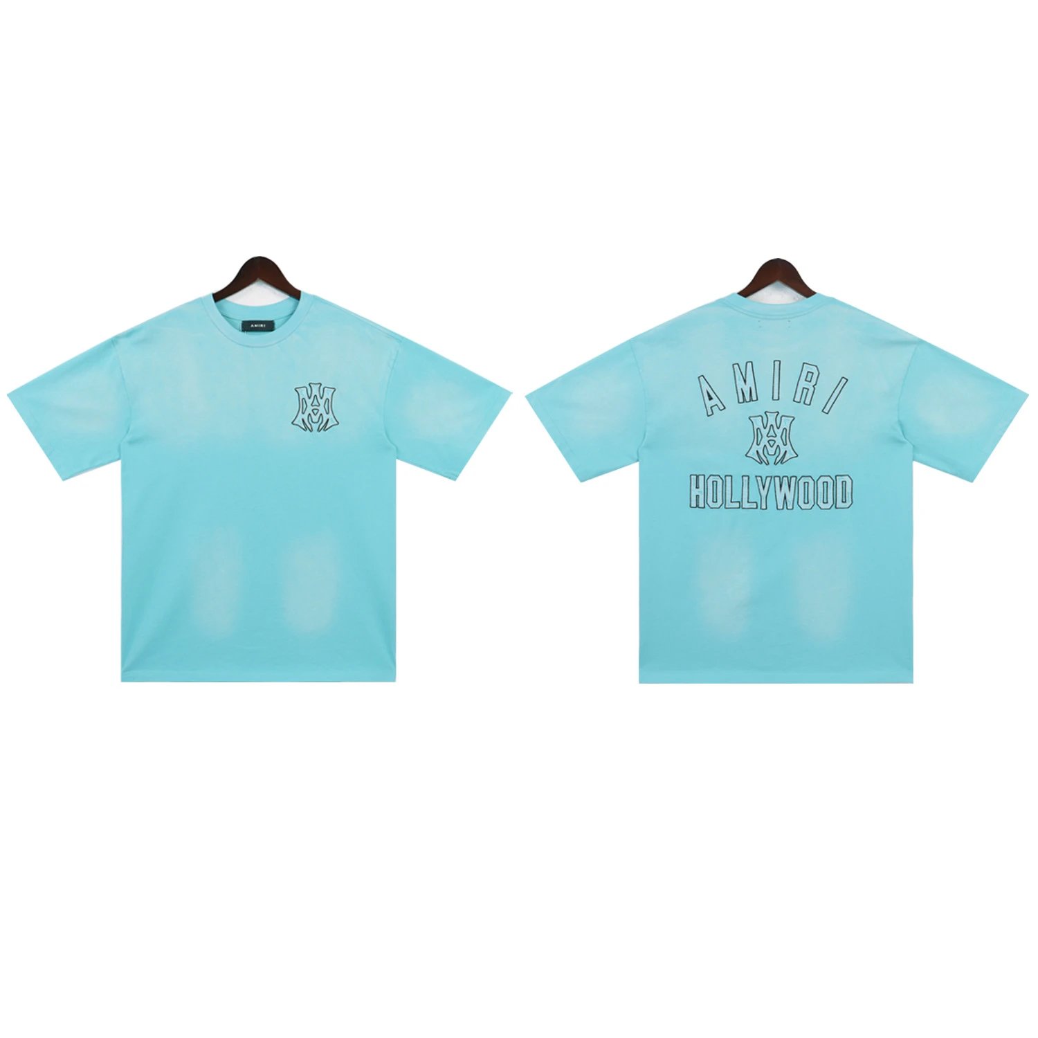 Amiri Hollywood Teal Washed Graphic T-Shirt