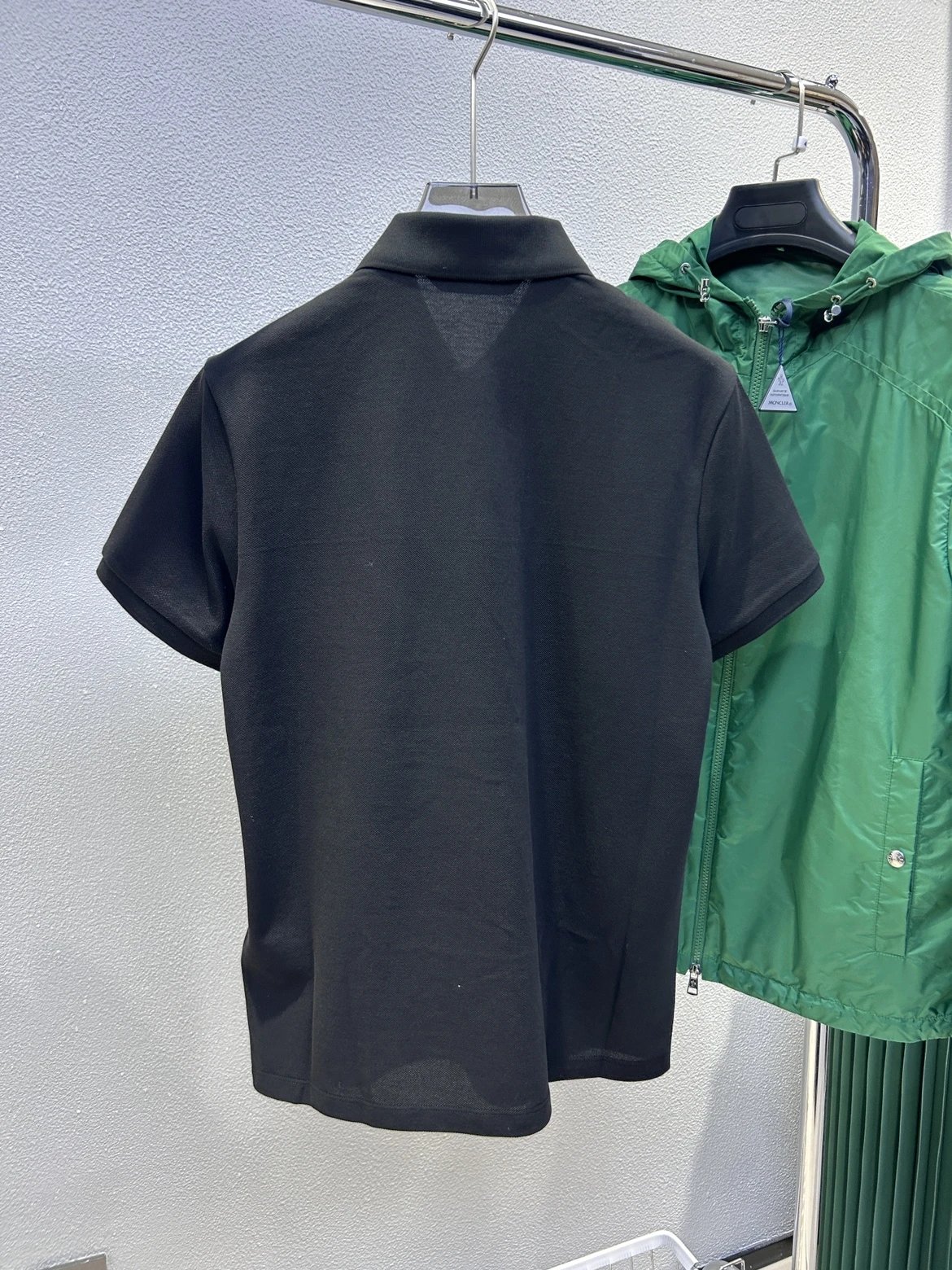 Moncler Classic Logo Embroidered Black Green White Blue Piqué Polo Shirt