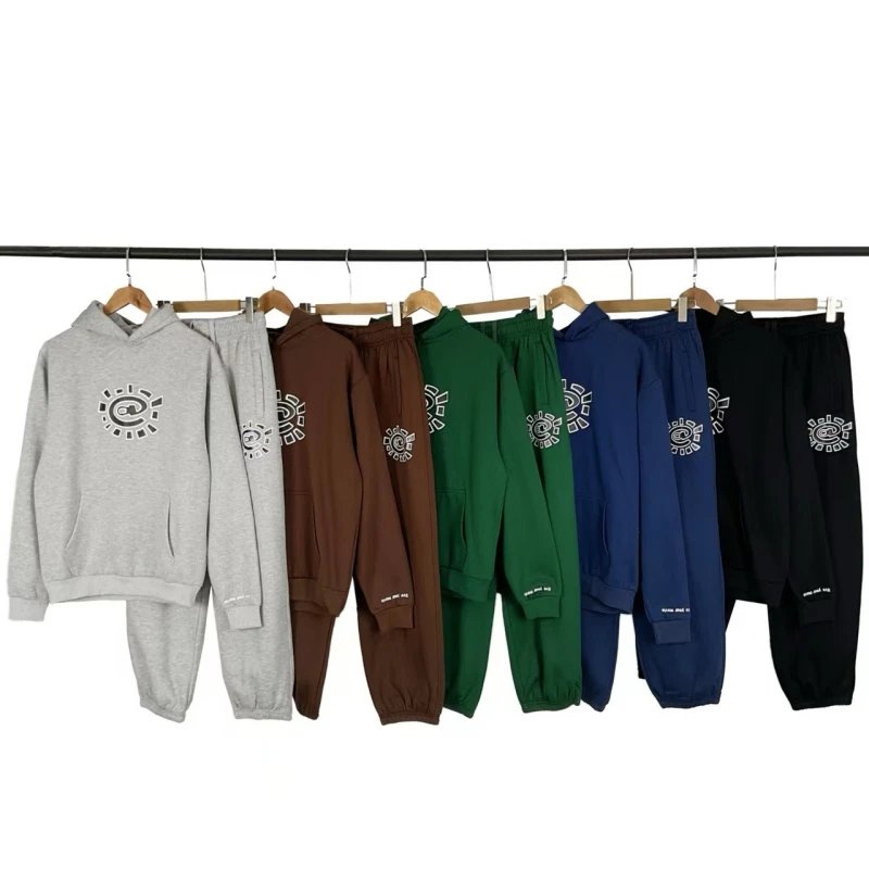 ADWYSD sun roll basic print hooded sweatshirt men's and women's casual trousers suit