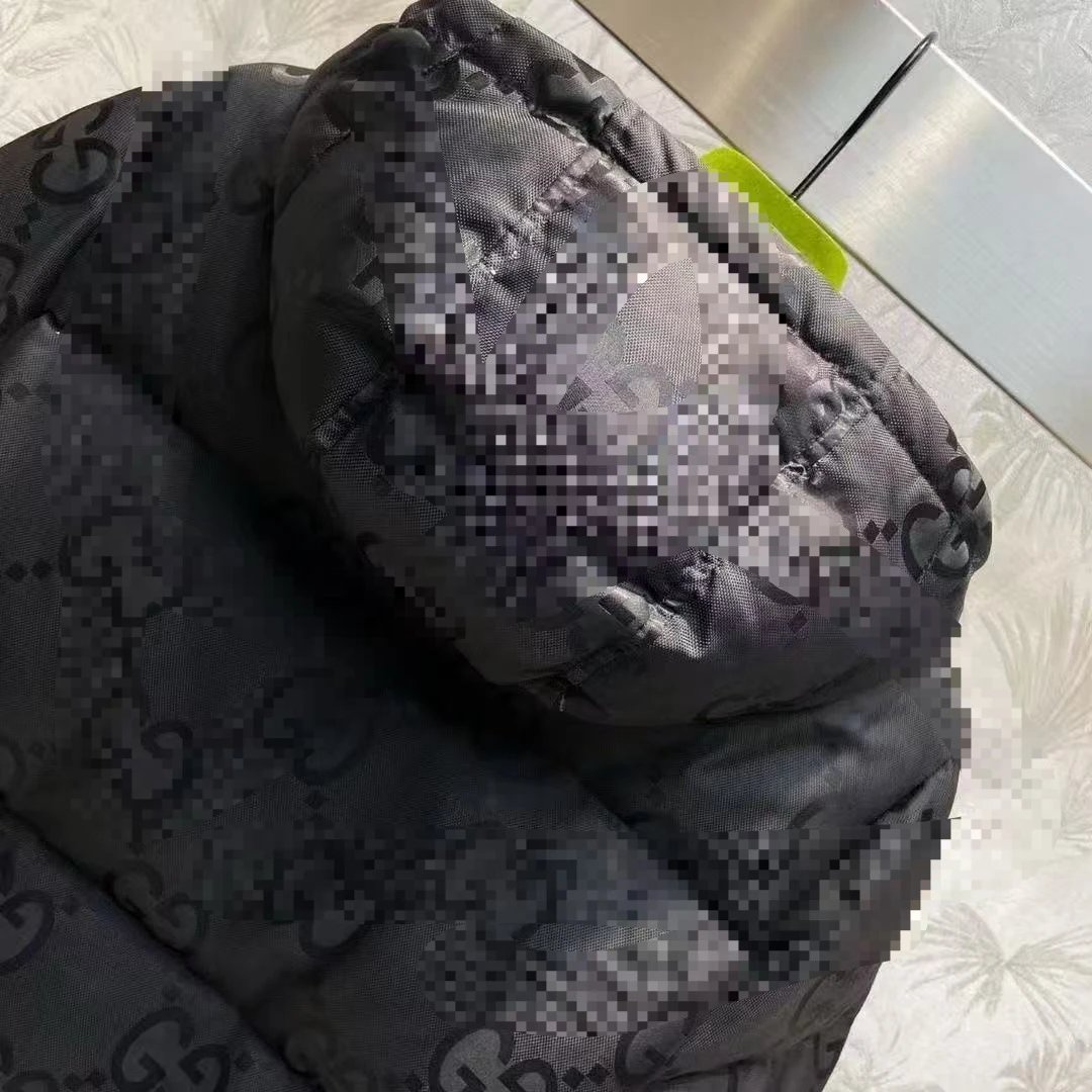 Gucci GG Monogram Black Hooded Puffer Jacket