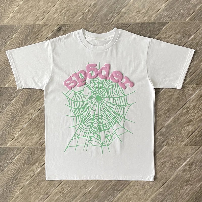 Spider Web Graphic Black White Pink Streetwear T-Shirt
