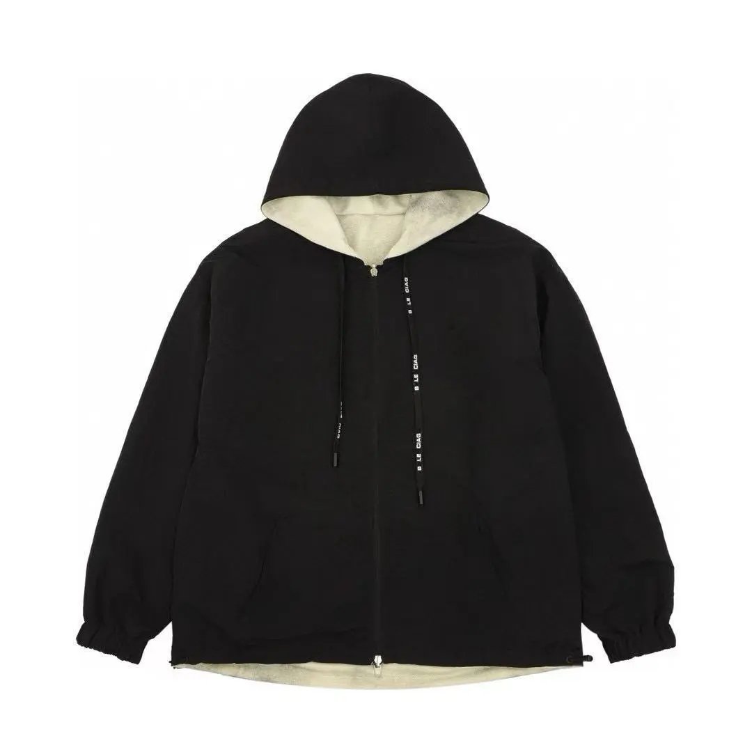 B Le Ciag Hooded Windbreaker Black Casual Jacket