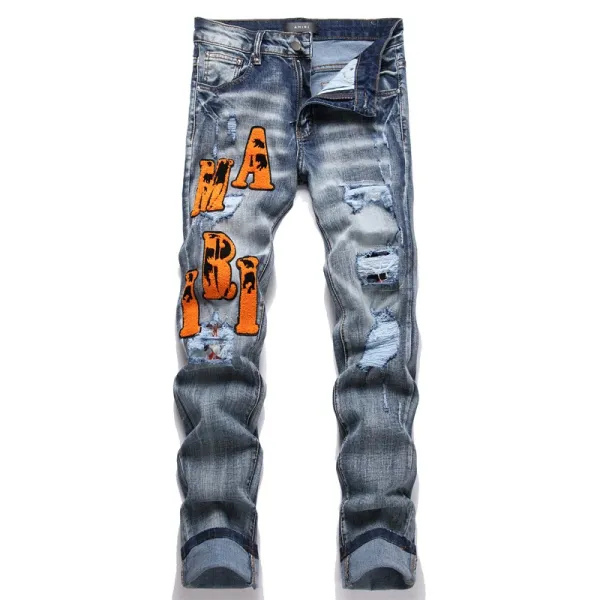 Philipp Plein x Bandana Print Distressed Black Jeans - 6