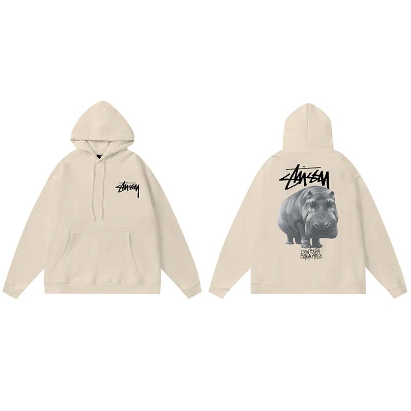 Stussy Hippo Graphic White Oversized Hoodie