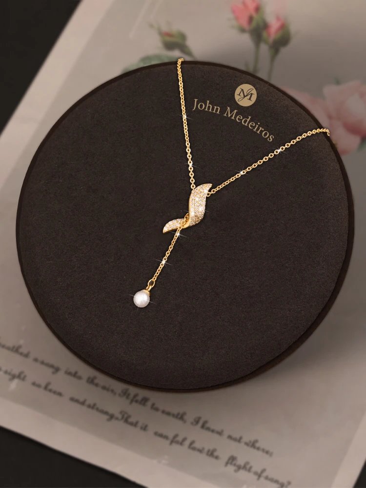 John Medeiros Diamond Geometric Tassel Pearl Necklace