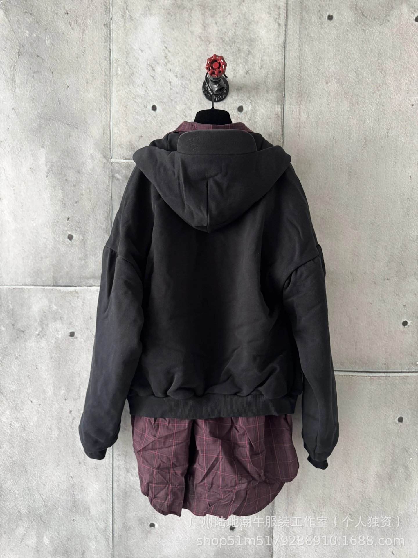 Balenciaga Hooded Zip-Up Black Oversized Sweatshirt