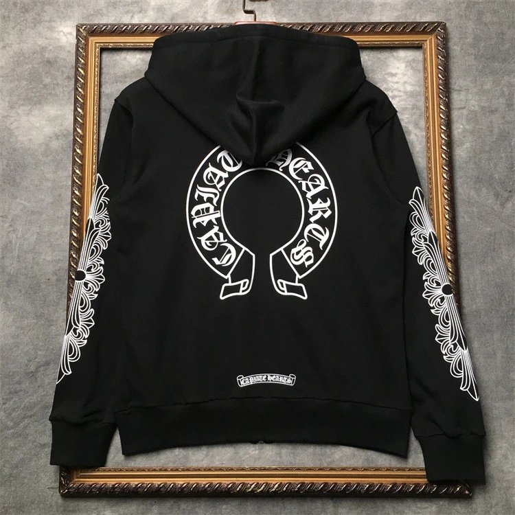 Chrome Hearts Black Embroidered Hooded Zip-Up Sweatshirt