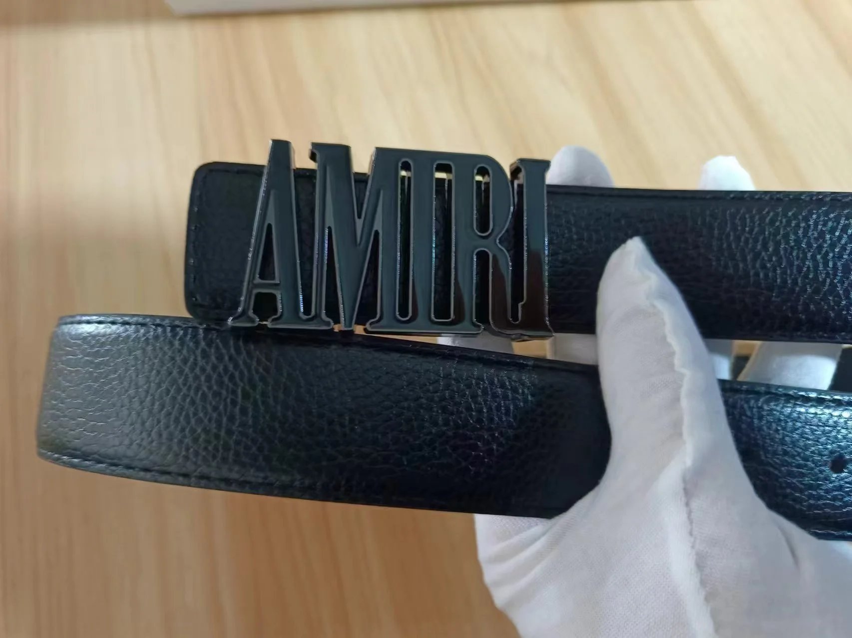 Amiri Logo Buckle Leather Belt Black