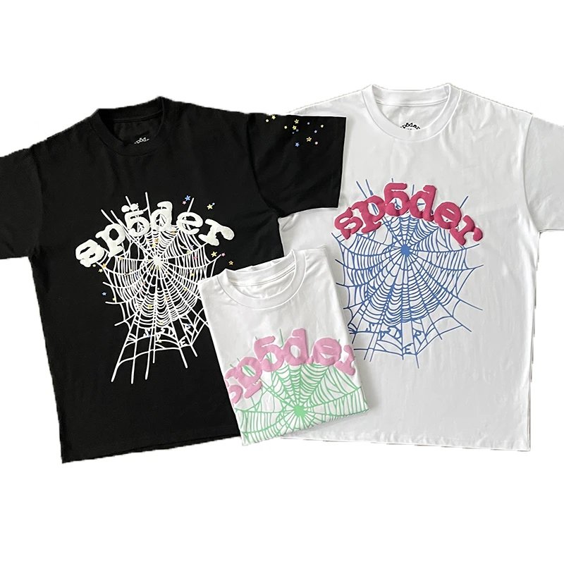 Spider Web Graphic Black White Pink Streetwear T-Shirt