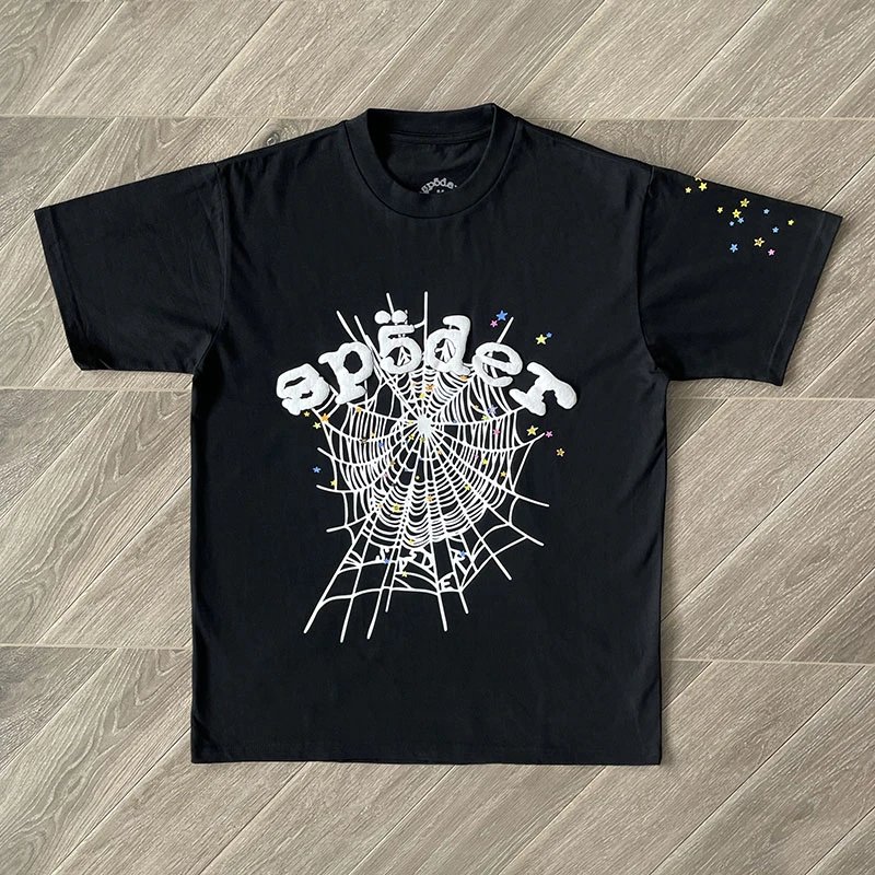 Spider Web Graphic Black White Pink Streetwear T-Shirt