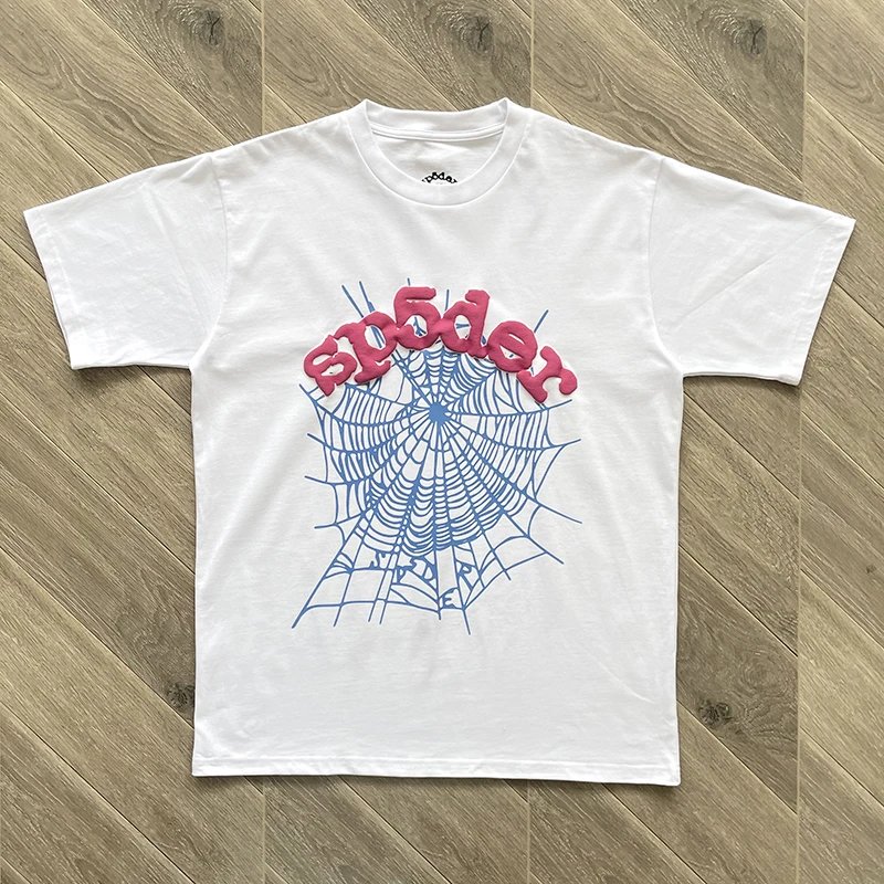 Spider Web Graphic Black White Pink Streetwear T-Shirt