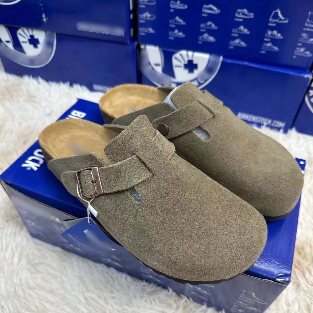Birkenstock Boston Wool Gray Clogs - 3