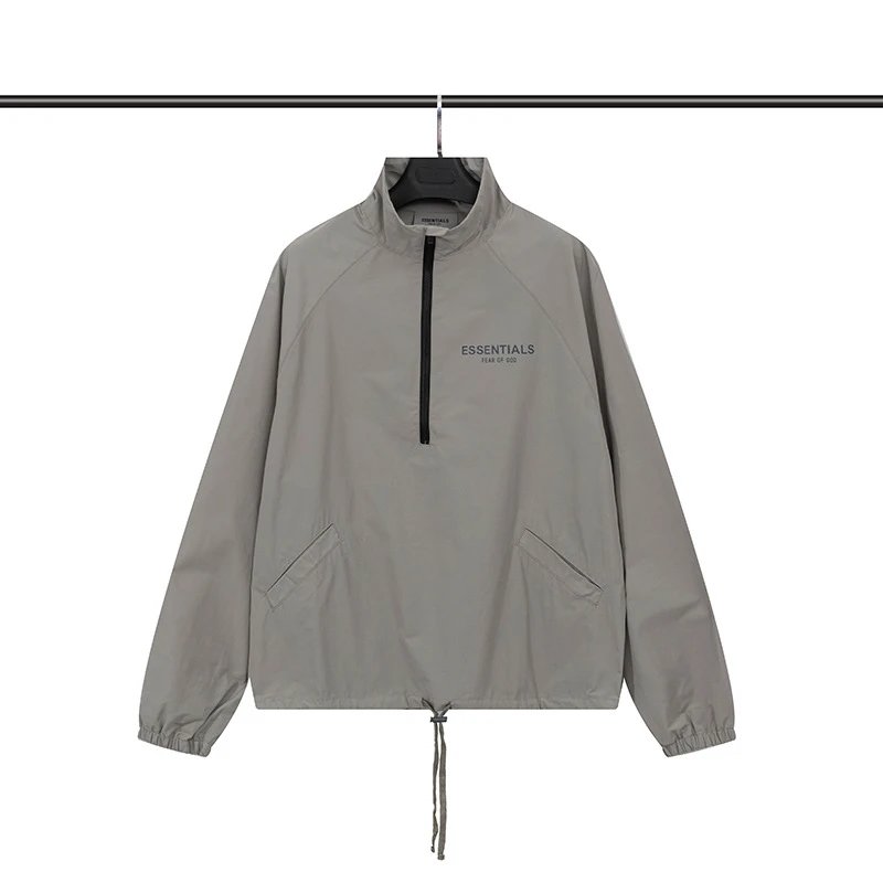 Essentials Half-Zip Black Windbreaker Jacket