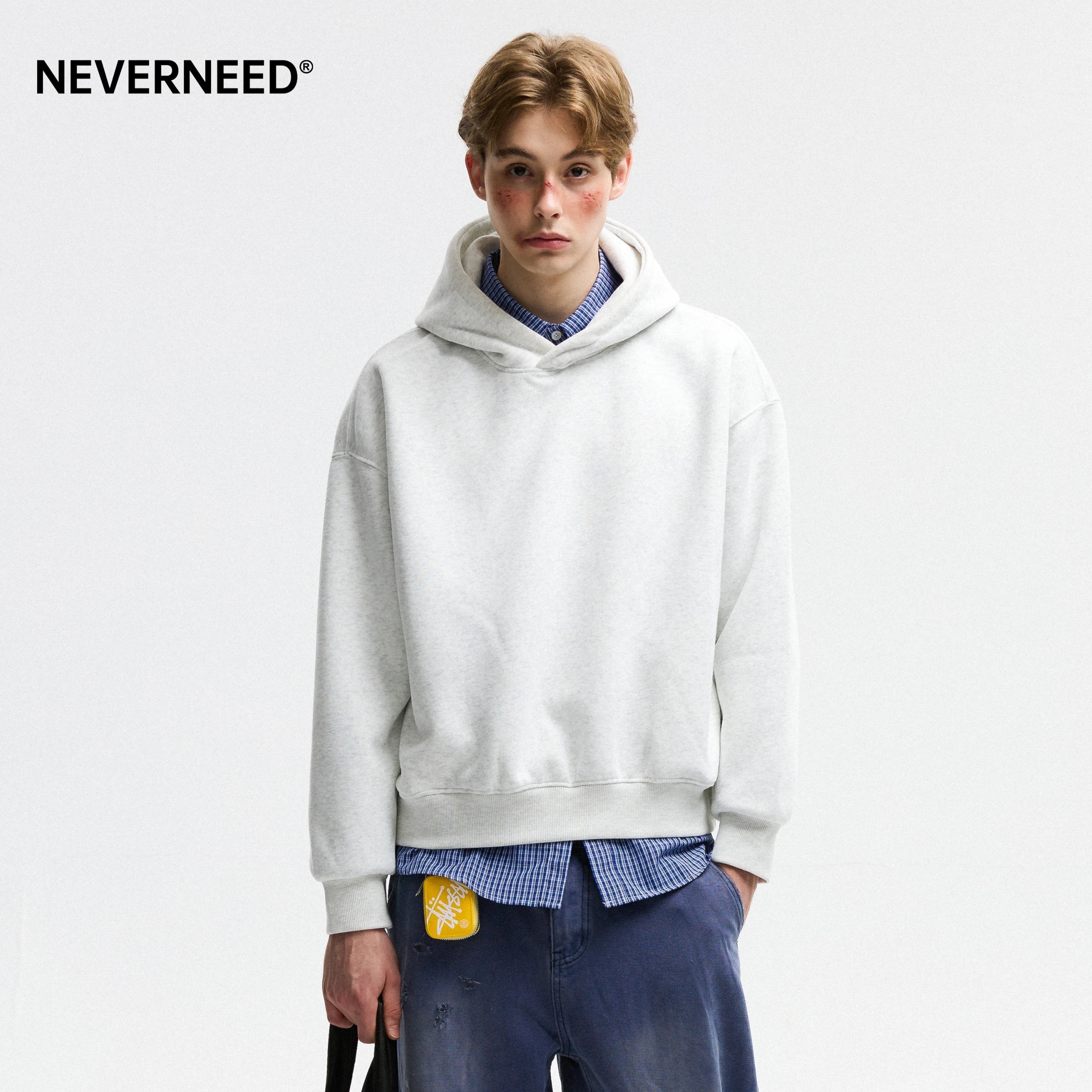 Men's Solid Color Hooded Sweatshirt photo 3