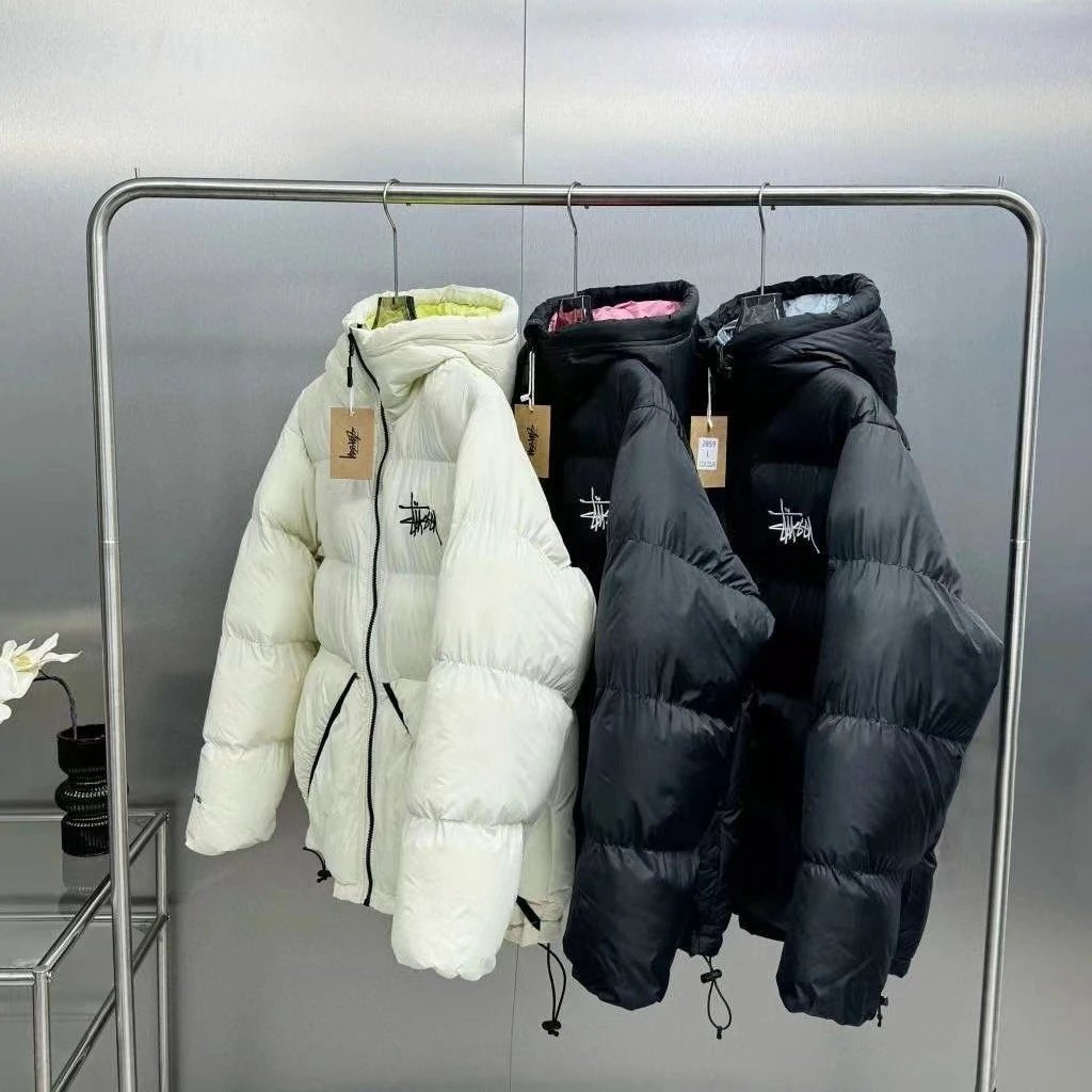 Stussy Color Lining Hooded Puffer Jacket Three Colors
