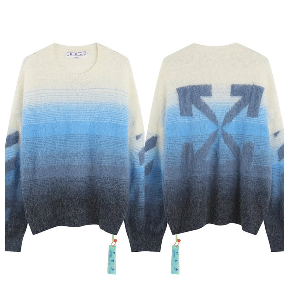 Off-White Arrow Print Black Multicolor Oversized Knit Sweater