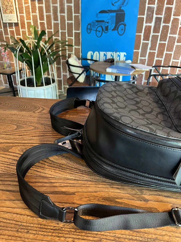 Coach Signature Gray Monogram Leather Backpack