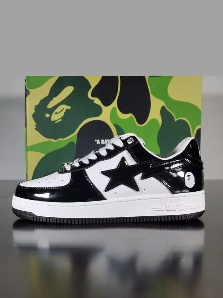 BAPE Black and White Low Top Sneakers