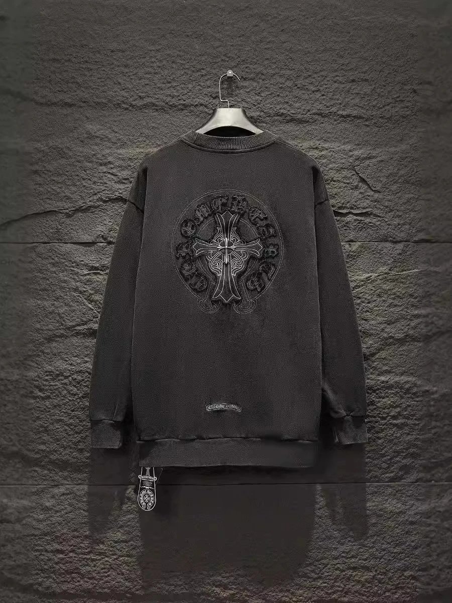 Chrome Hearts Black Embroidered Logo Crewneck Sweatshirt