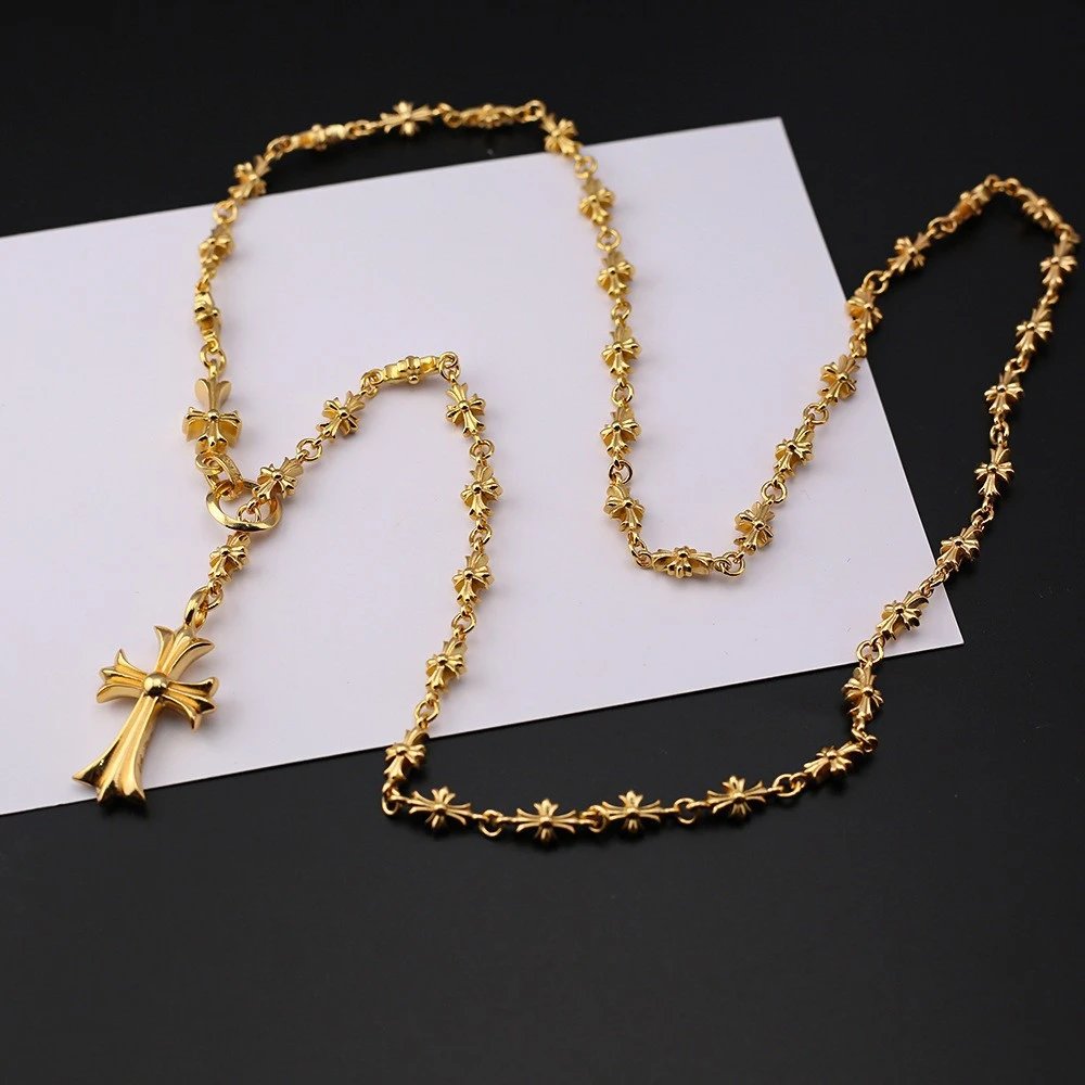 Chrome Hearts Silver Cross Pendant Necklace