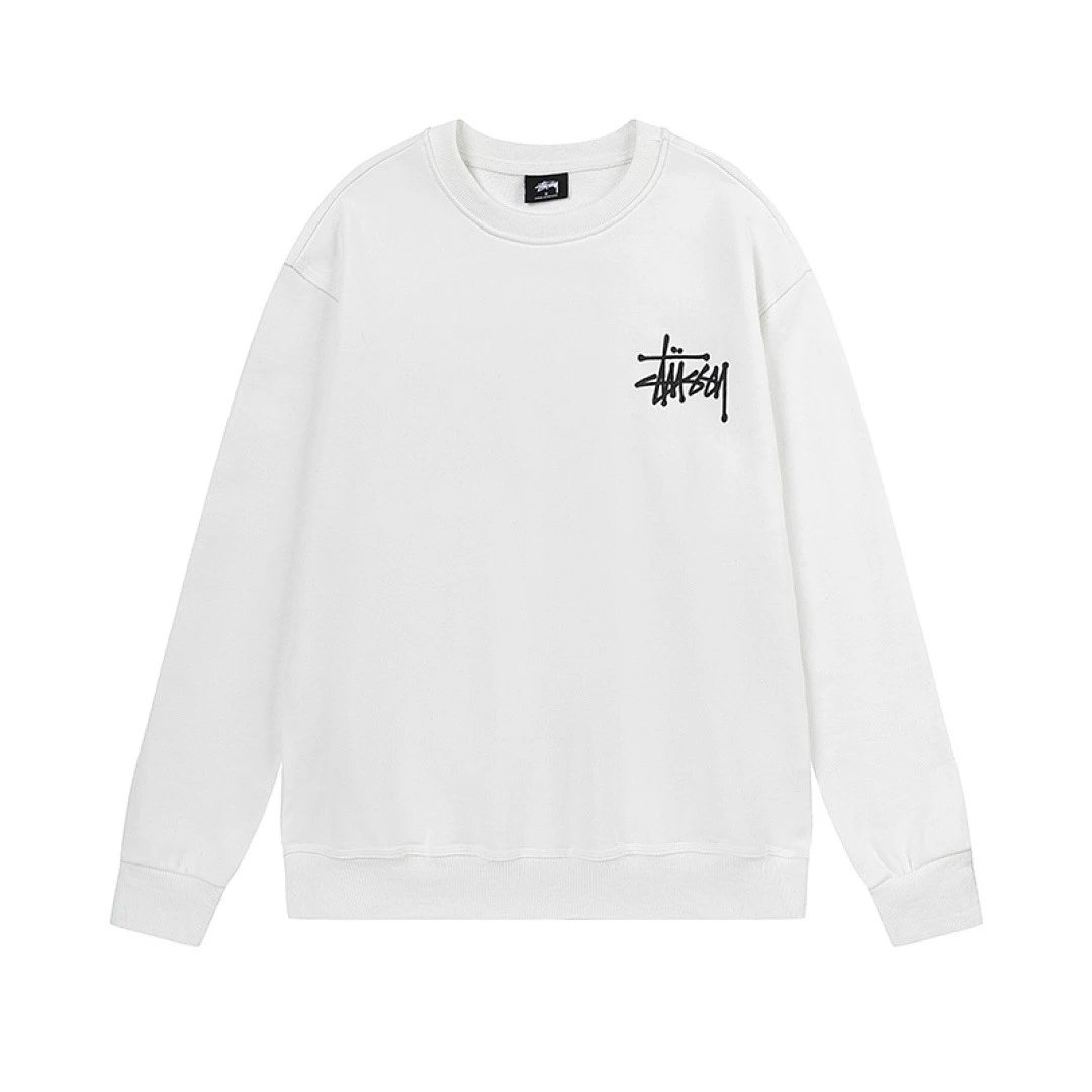 Stussy Tie-Dye Black Graphic Crewneck Sweatshirt