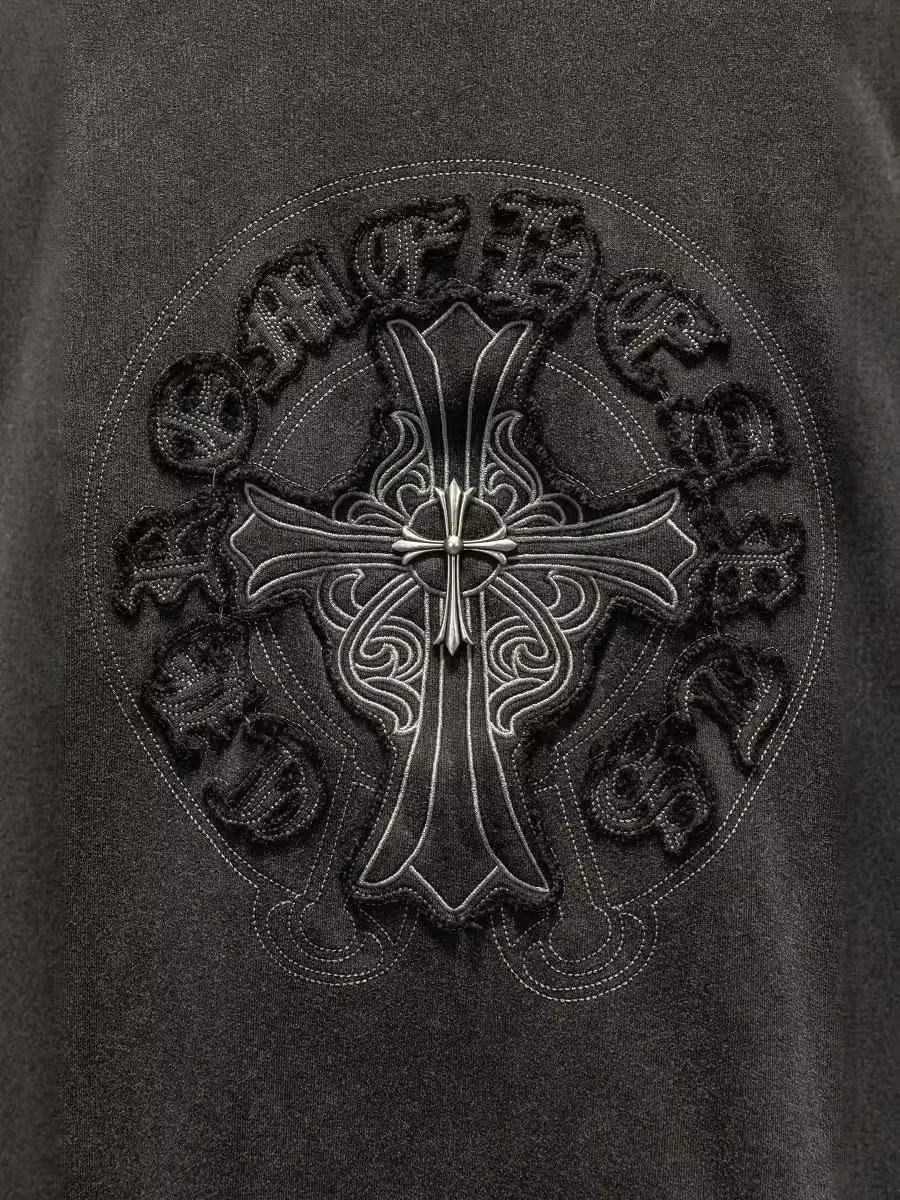 Chrome Hearts Black Embroidered Logo Crewneck Sweatshirt