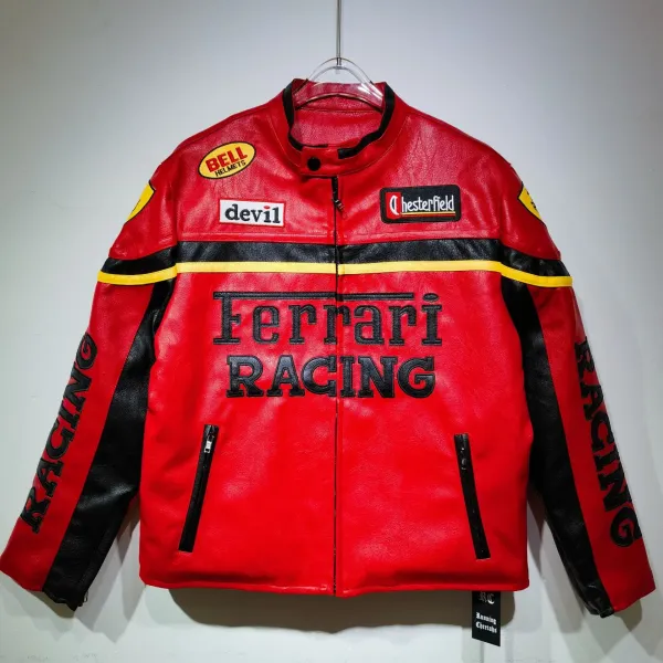 Running Cheetahs x Ferrari Racing Red Leather Jacket - 1
