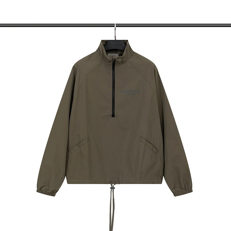 Essentials Half-Zip Black Windbreaker Jacket
