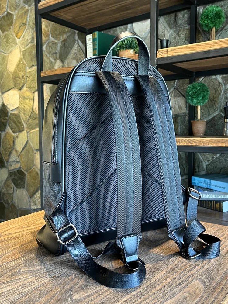 Coach Signature Gray Monogram Leather Backpack