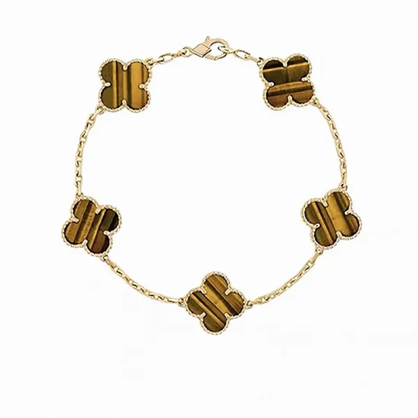 Van Cleef & Arpels Alhambra Tiger's Eye Gold Bracelet Jewelry - 1