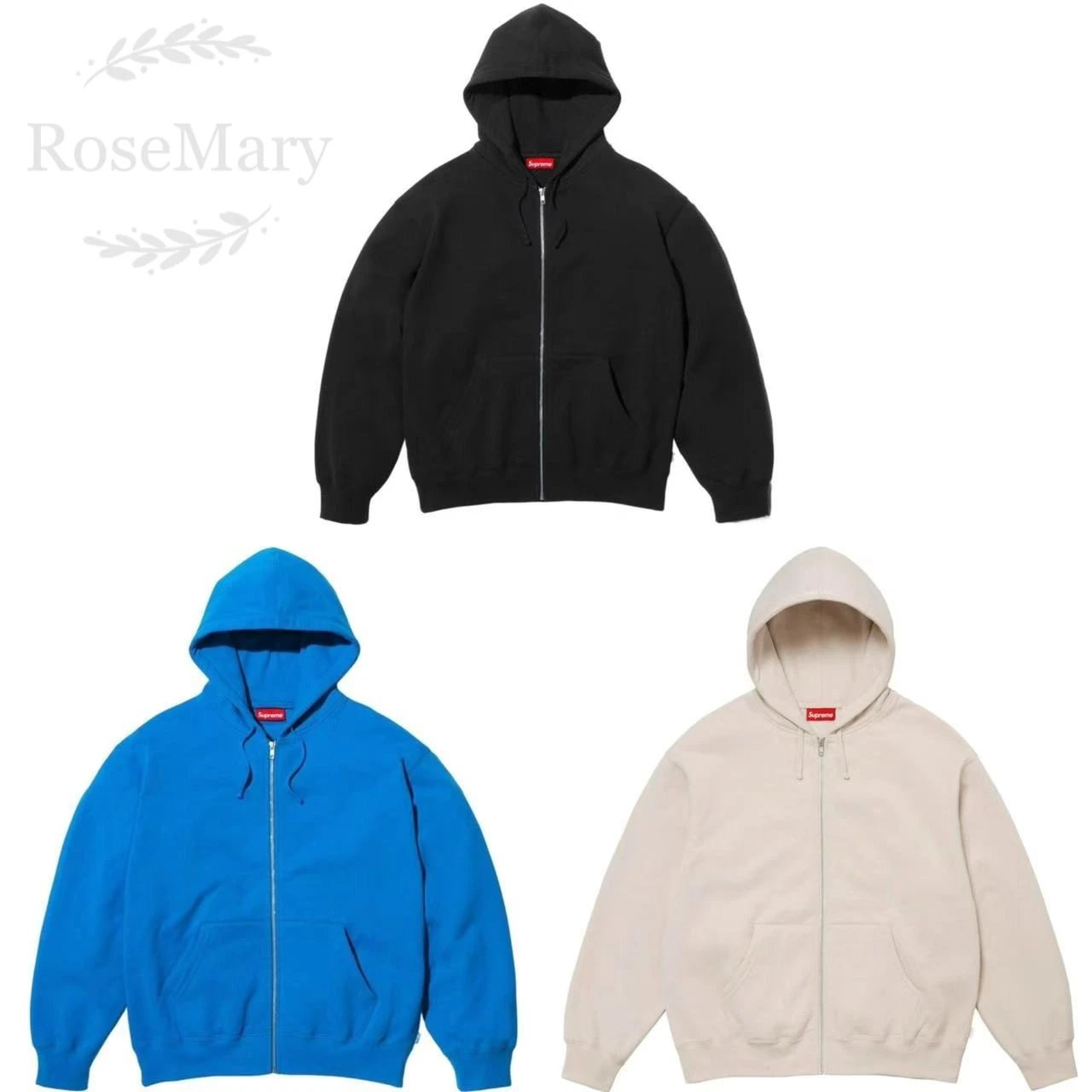 Supreme Cross Logo Black Blue Beige Hooded Sweatshirt