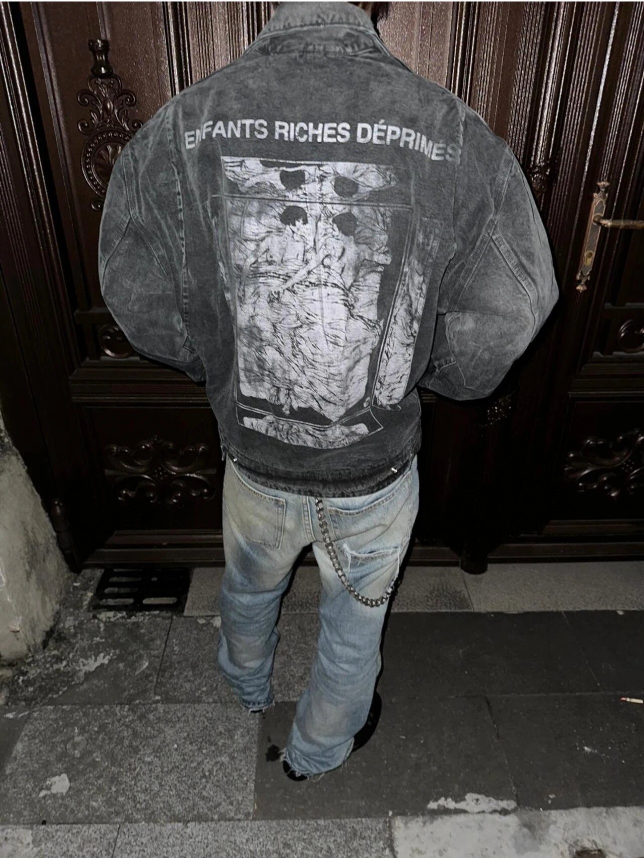 E.R.D. Distressed Grey Workwear Jacket With Camo Cargo Pants