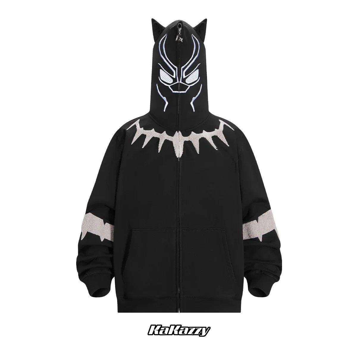 KaKazzy Hulk Face Green Graphic Zip-Up Hoodie
