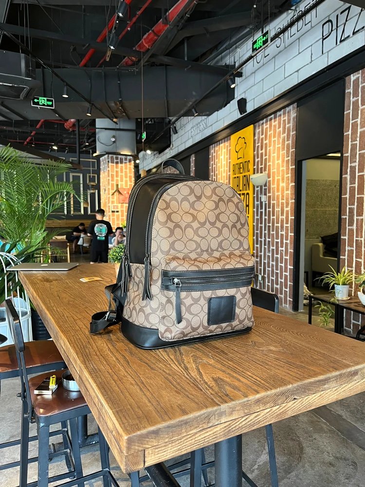 Coach Signature Gray Monogram Leather Backpack