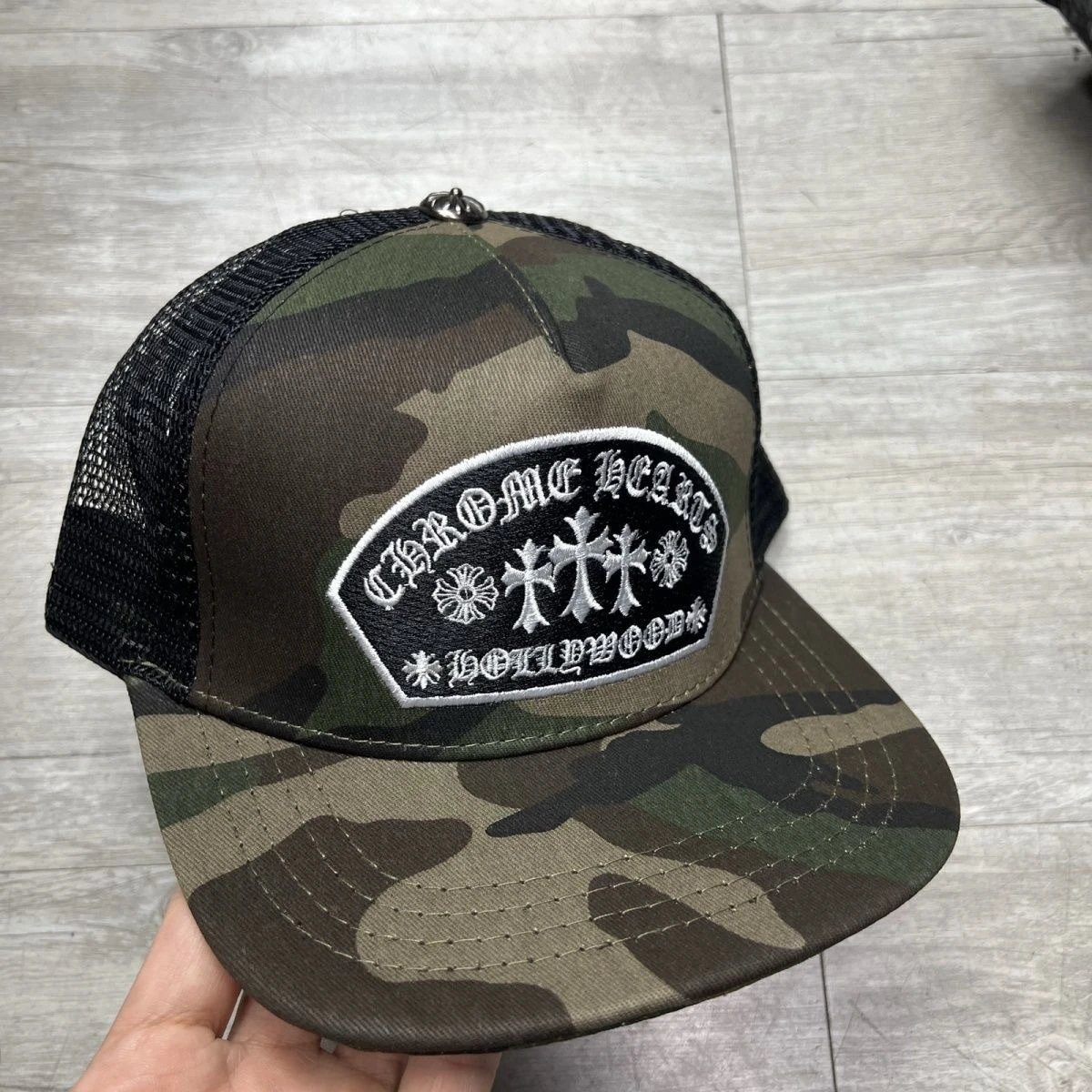 Chrome Hearts Hollywood Black White Mesh Trucker Hat